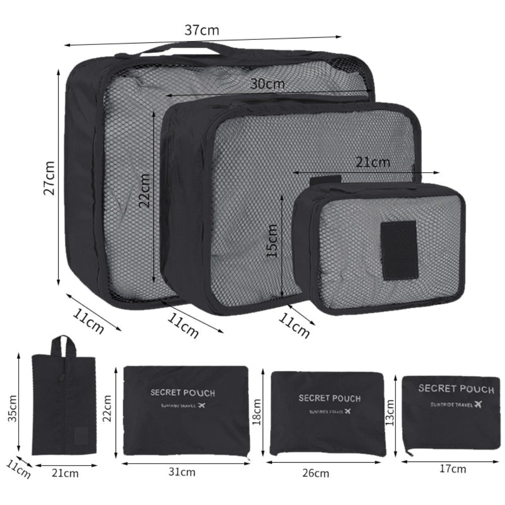 7-Piece Suitcase Organizer Set — Travel Packing Cubes