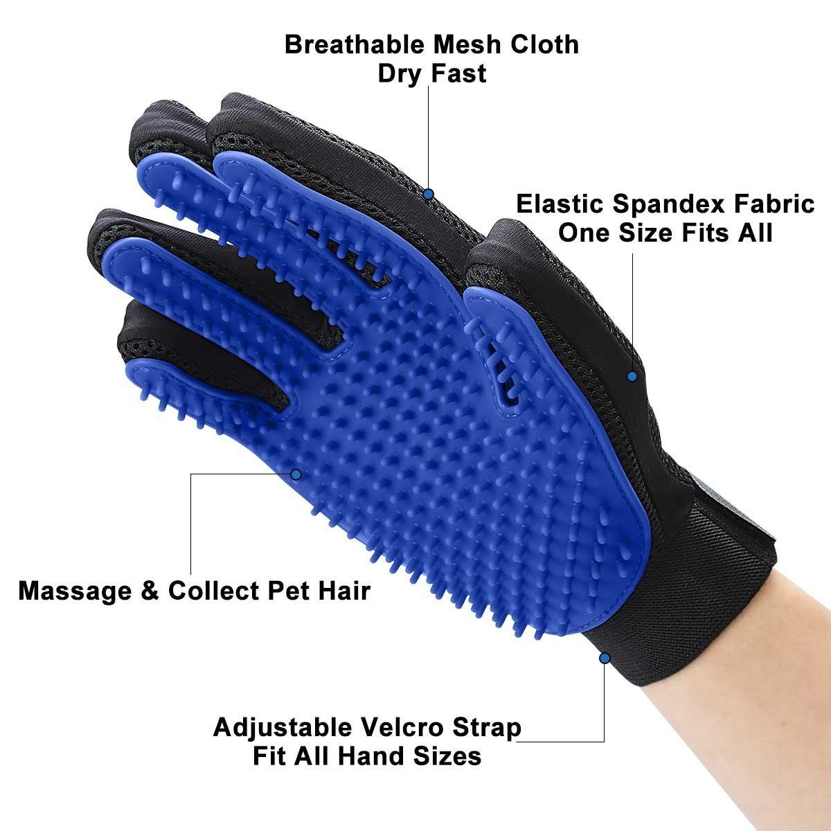 Pet Hair Remover Grooming Gloves — Dogs & Cats