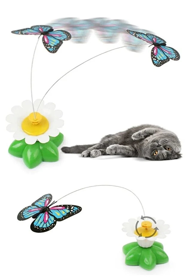 Interactive Rotating Butterfly Cat Toy — Auto Moving